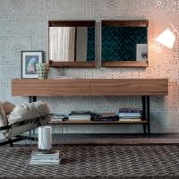 Horizon 2-drawer wooden sideboard, with Excalibur mirrors by Cattelan
