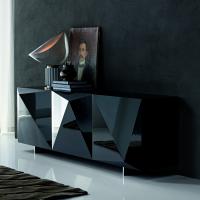Kayak sideboard by Cattelan in the 3-door model with glossy black lacquered doors