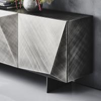 Detail of the brushed grey matt lacquered door in the Kayak sideboard by Cattelan