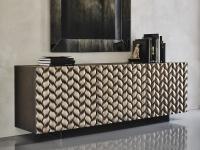 Lavander by Cattelan modern sideboard with 3 doors with matt lacquer brushed bronze finish