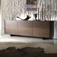 Oxford three-door sideboard by Cattelan with wooden fronts and lacquered structure
