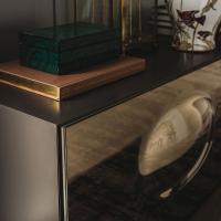 Paramount bronze mirror sideboard by Cattelan. Glass doors with mirroring effect and bubble design decoration