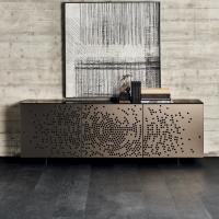 Voyager by Cattelan modern sideboard with clear glass mirror bronze doors or frosted with glossy black motives