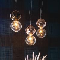 Composition of three Apollo pendant lamps with double shade by Cattelan