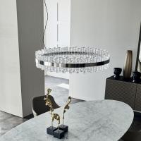 Suspended lamp with round lampshade in  glass Phoenix by Cattelan