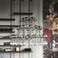 Sablier chandelier with hourglass-shaped lampshades in iris-smoked glass