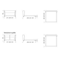 Model and measurements of Ludovic bed with high winged headboard