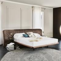 Marlon design bed with large fabric headboard by Cattelan
