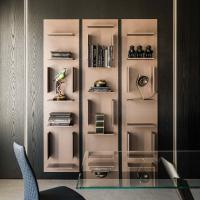 Fifty wall-mounted modular bookcase by Cattelan in bronze lacquered embossed finish