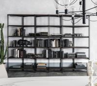 Hudson wall bookcase by Cattelan with wooden shelves