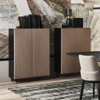 Tiffany luxury leather cupboard by Cattelan with quilted doors and lacquered structure creating a two-tone effect.