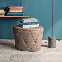 Pinko elliptical tufted ottoman in leather by Cattelan