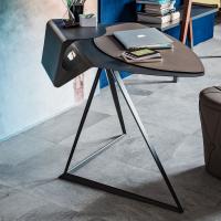 Storm design steel writing desk by Cattelan with hide-leather pad