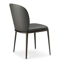 View from the back of the Chris ML by Cattelan upholstered chair with metallic legs