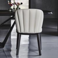 Chrishell by Cattelan upholstered chair with shaped-sell finish with burnt oak structure