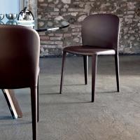 Daisy brown leather upholstered chair by Cattelan