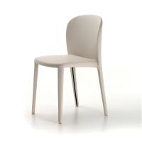Daisy white leather chair with visible seams by Cattelan 