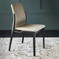 Ginevra dining chair in leather and wood by Cattelan