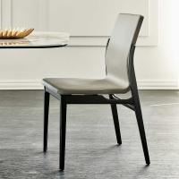 Ginevra dining chair by Cattelan with wooden base and upholstered seat
