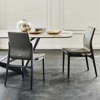Ginevra living room chair by Cattelan in leather and wood