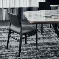Ginevra dining chair in wood and leather by Cattelan