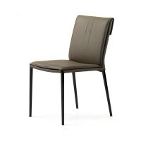 Isabel dark leather chair by Cattelan with covered cushion - medium back 