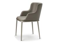 Magda chair with armrests and smooth back by Cattelan. Legs in embossed metal.