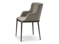 Magda chair with armrests and smooth back by Cattelan. Legs in embossed metal.