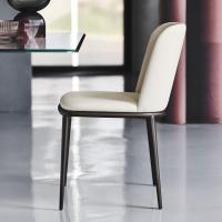 Magda leather chair without armrests by Cattelan, with legs in bronze embossed metal