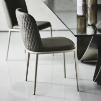 Leather Magda chair with quilted back, by Cattelan