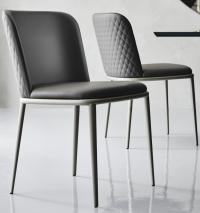 Magda leather chair with embossed metal legs, by Cattelan