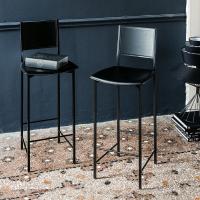 Alessio black hide-leather stool by Cattelan 
