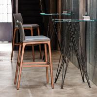Arcadia stool by Cattelan with wooden structure and upholstered seat