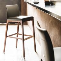 Stool with wooden legs and padded backrest Arcadia by Cattelan