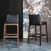 Arcadia stool by Cattelan with quilted leather upholstery on backrest