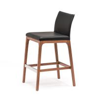 Arcadia stool by Cattelan with wooden legs in Canaletto walnut stained beech wood veneer 
