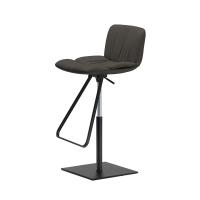 Axel leather stool with feet rest in black embossed metal