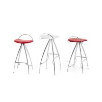 Coco bar stool with hide-leather seat and chromed structure. 