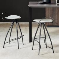 Coco modern chromed bar stool with hide-leather seat, by Cattelan