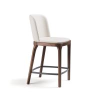 Upholstered stool with high backrest Magda by Cattelan with wooden structure in wood veneer