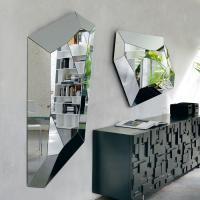 Diamond frameless mirror with multi-faceted surface by Cattelan