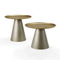 Pair of coffee tables in golden metal Amerigo by Cattelan