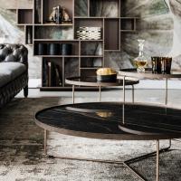 Billy coffee table by Cattelan with Keramik stone top and bronze brushed structure
