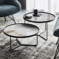 Round coffee tables with top in Keramik Billy by Cattelan