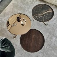 Billy round coffee tables by Cattelan with wooden tops, mirrored glass or Keramik marble effect ceramics