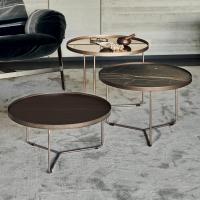 Billy round coffee tables by Cattelan with wooden tops, mirrored glass or Keramik marble effect ceramics