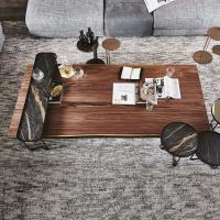Idem design coffee table in solid wood by Cattelan in Canaletto walnut with natural, solid-wood edges
