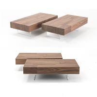 Coffee table with Canaletto walnut top and metacrylate base