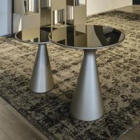 Pair of Peyote round coffee tables in matt titanium coated polyurethane