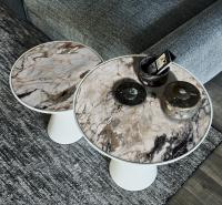 Peyote coffee tables by Cattelan in white painted polyurethane and marble effect ceramic Keramik top